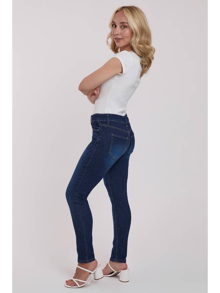 Dark Indigo Petite Sustainable High Rise Skinny Jeans-PP60653 for wholesale on Faire5
