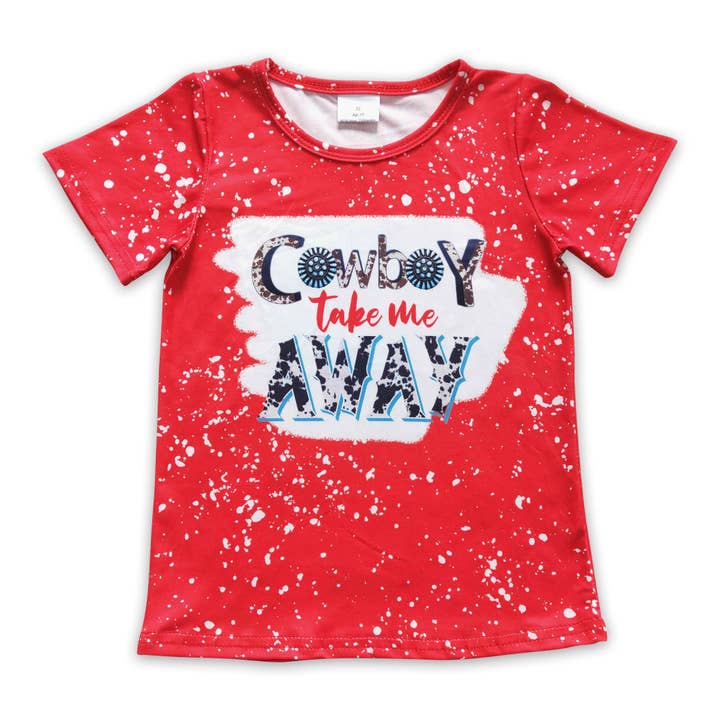 Cowboy take me away bleached kids girls western shirt for wholesale by Yawoo Garments