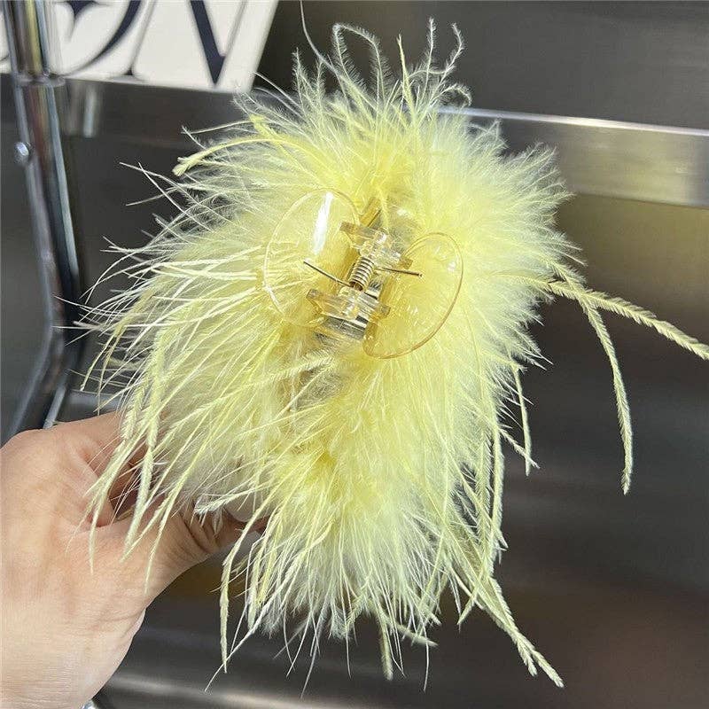 FurDecoration - Wholesale Hair Clip - Women's - Luxurious Genuine Ostrich Feather Large Hair Claw Clip9