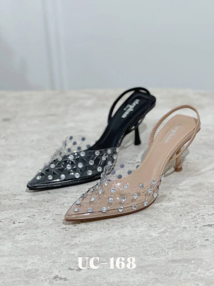 Escarpins slingback en vinyle strassé UC-168 pour la vente par Stephan Paris