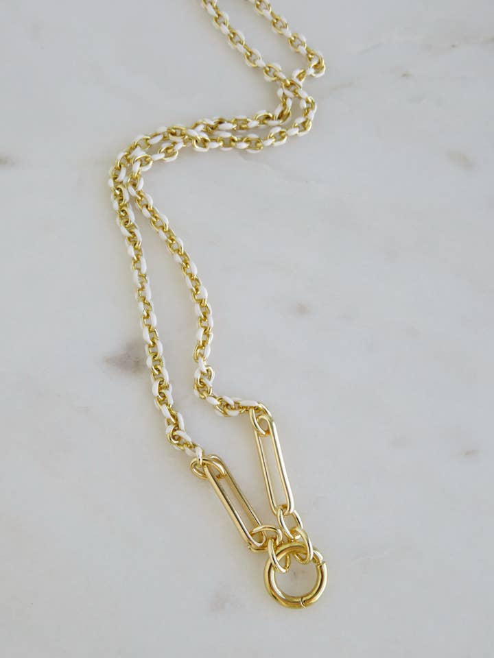 Blanc Charm Holder Necklace - Clicker Clasp - add charms for wholesale by Boutique Suarez Co.