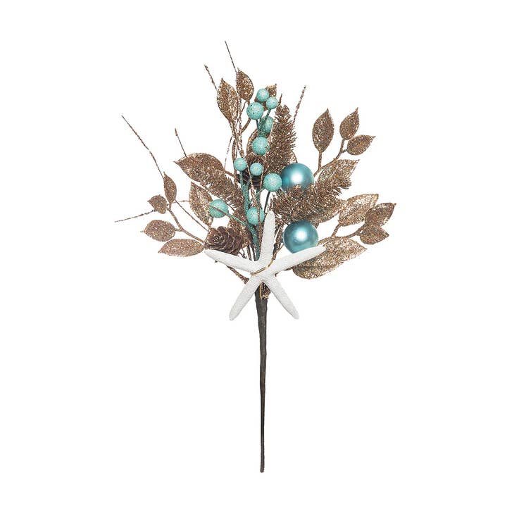 C&F Home - Wholesale Artificial Flowers - Coastal Shell Blue Shimmer Pick0