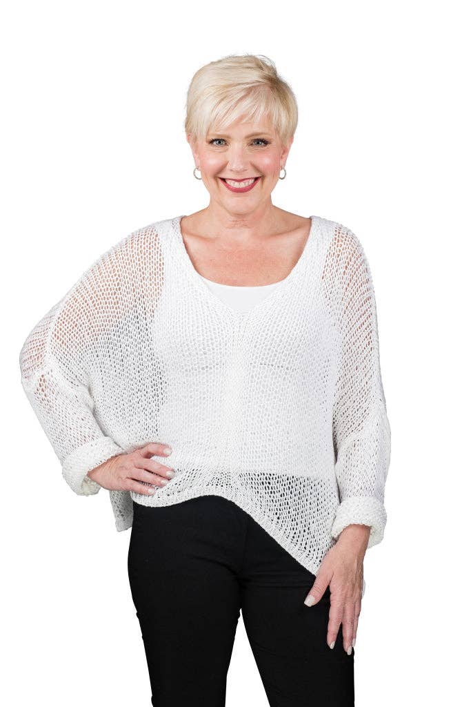TINA Stephens Italy/Tees By Tina - Wholesale Knit Top - Women's - Adena Butterfly Open Knit Topper (BLS143)2