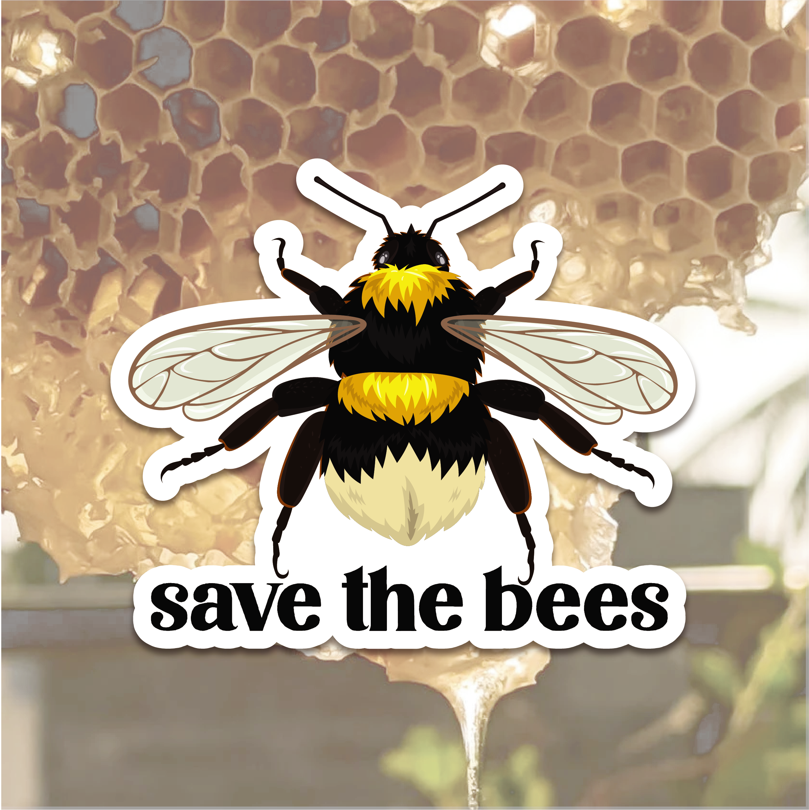 Sage & Oak - Wholesale Sticker - Save the Bees 3" Waterproof Sticker1