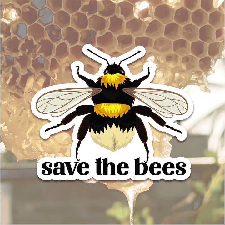 Sage & Oak - Wholesale Sticker - Save the Bees 3" Waterproof Sticker1