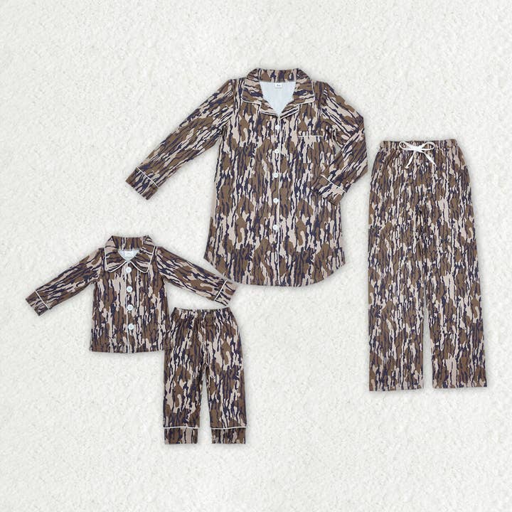 Aier Wholesale - Wholesale Sleepwear Set - Kids - Family Kids Adult Bottomland Camo Pajamas Lounge Wear Sets