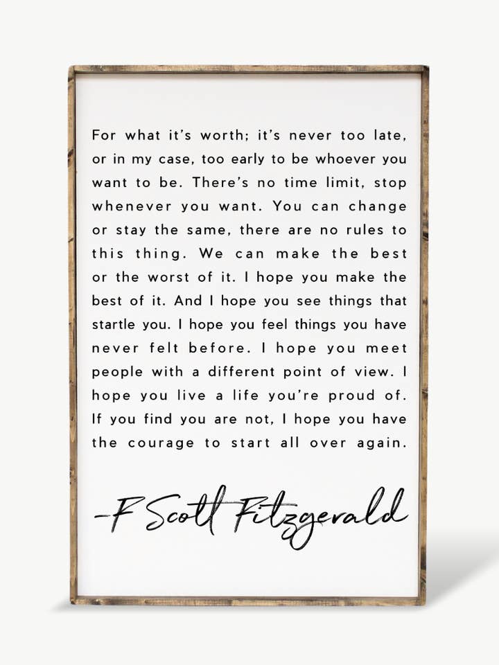 F. Scott Fitzgerald Quote Framed Print – Inspirational Art for wholesale by Williamraedesigns