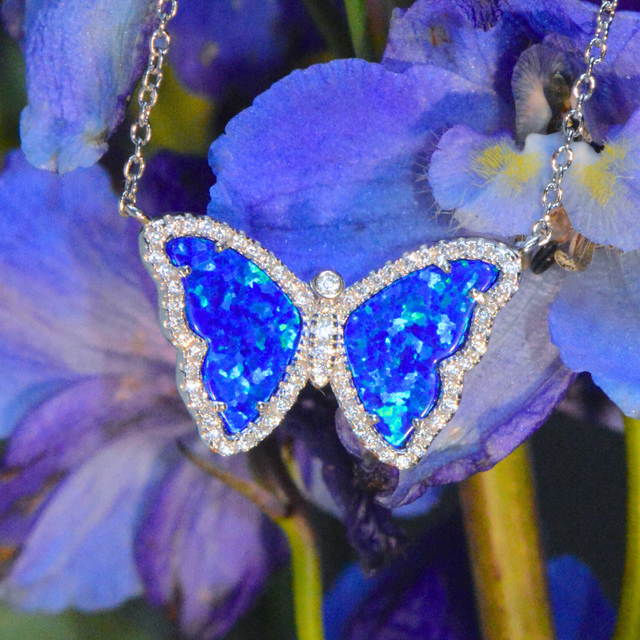 Kamaria Jewelry - Wholesale Pendant/Charm Necklace - Opal Butterfly Necklace With Crystals78
