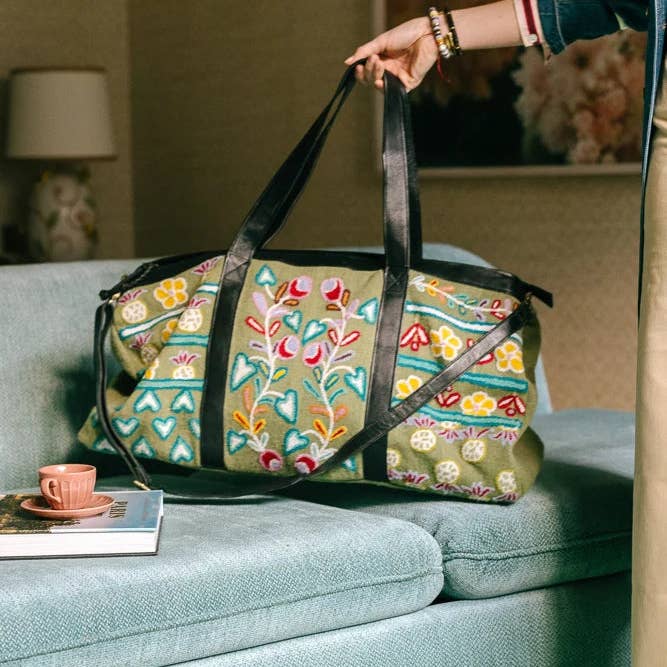 Noonday - Wholesale Weekender Bag - Women's - Hand-Embroidered "Flourish Weekender" Duffel Bag5