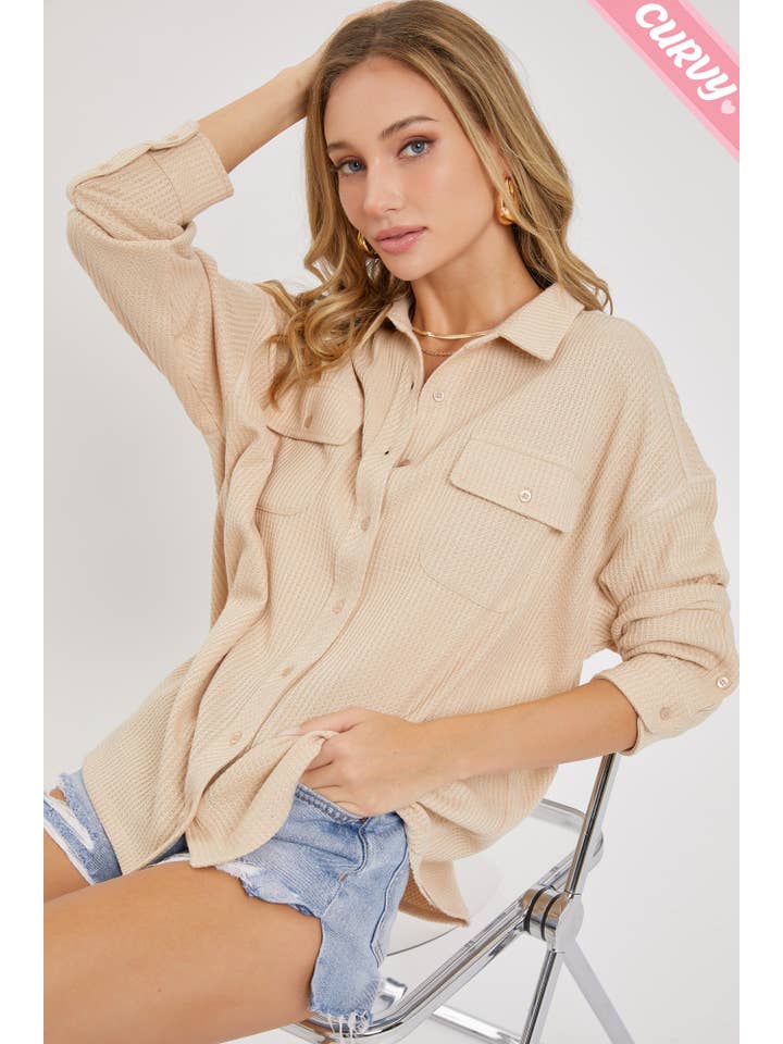 Sweet Lovely by Jen - Wholesale Button Down Shirt - Women's - PLUS SIZE BUTTON DOWN OVERSIZED SHIRTS27