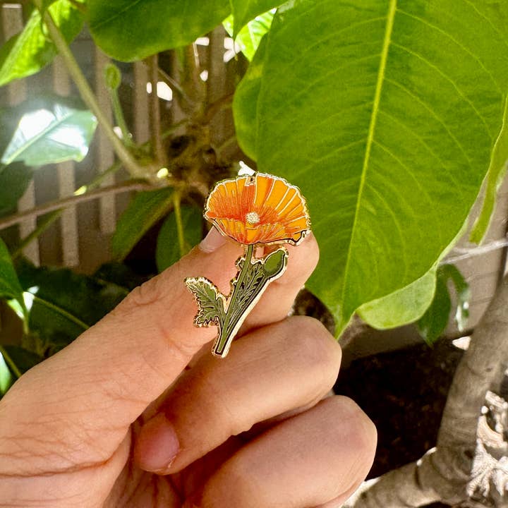 Plant Scouts - Wholesale Lapel Pin/Button - California Poppy Flower Enamel Pin3