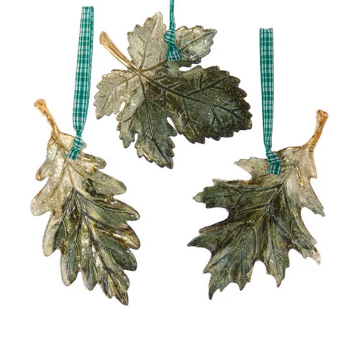4.5-6.5" Plastic Leaf Ornament 3 Assorted for wholesale by Kurt S. Adler, Inc.