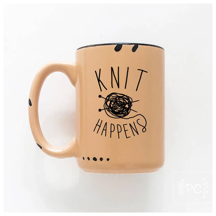 Prairie Chick Prints - Wholesale Coffee Mug - knit happens | ceramic mug