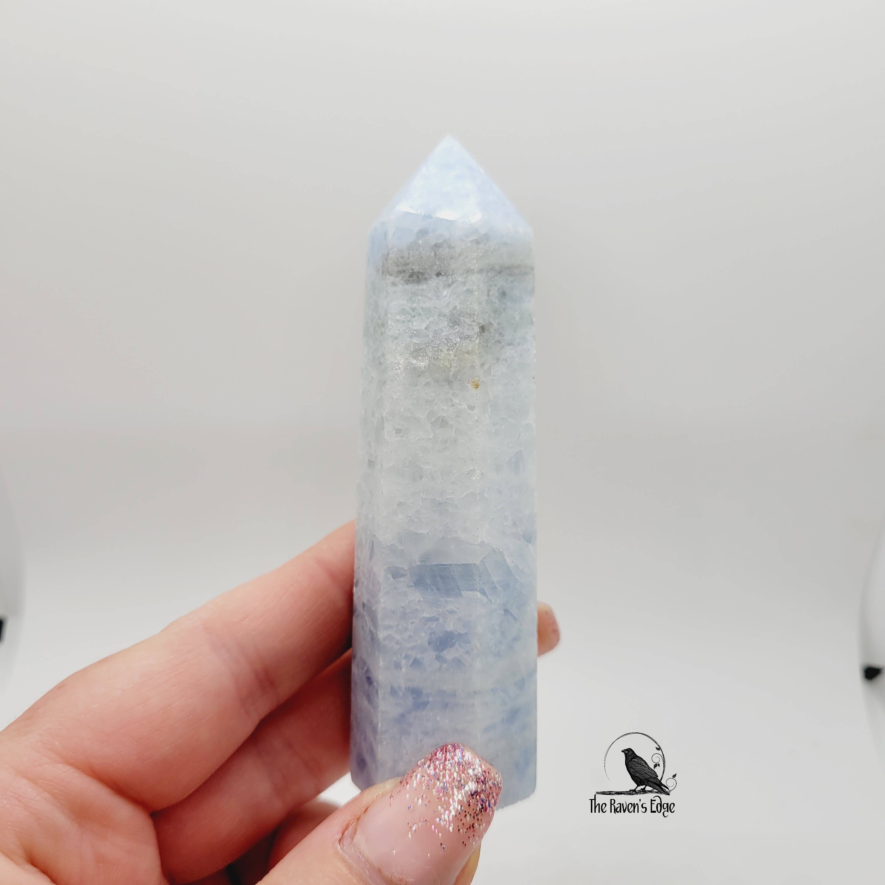 The Raven's Edge – Engroshandel Spirituelle sten og krystaller – Blå calcit krystal tårn punkt4
