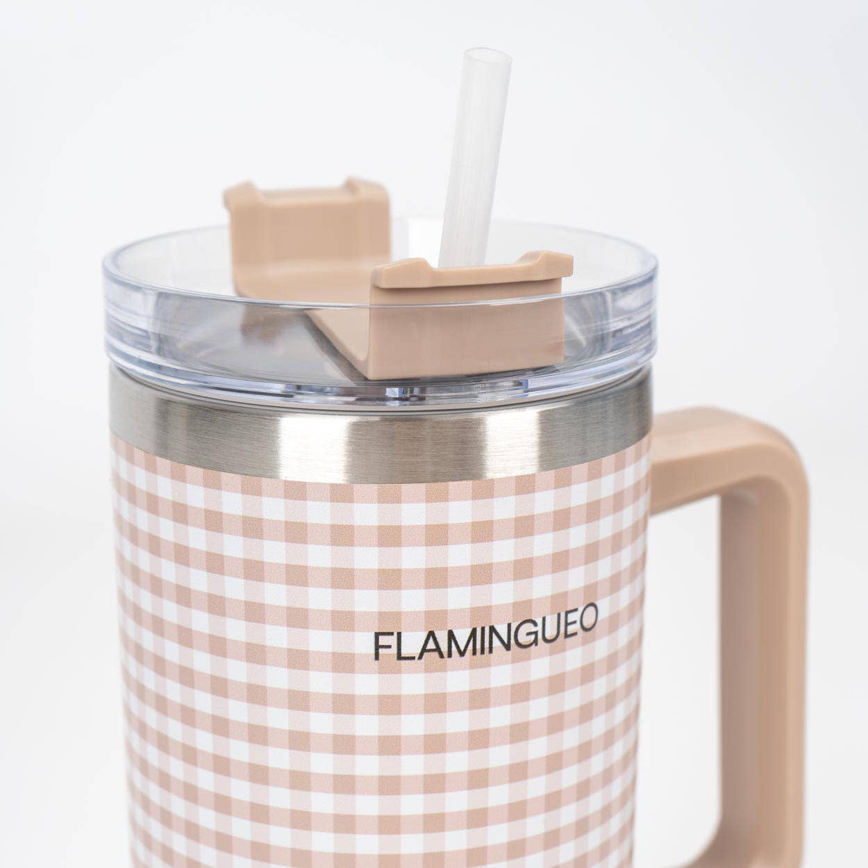 Flamingueo - Wholesale Insulated Mug/Tumbler - Botella térmica beige de acero inoxidable vichy1