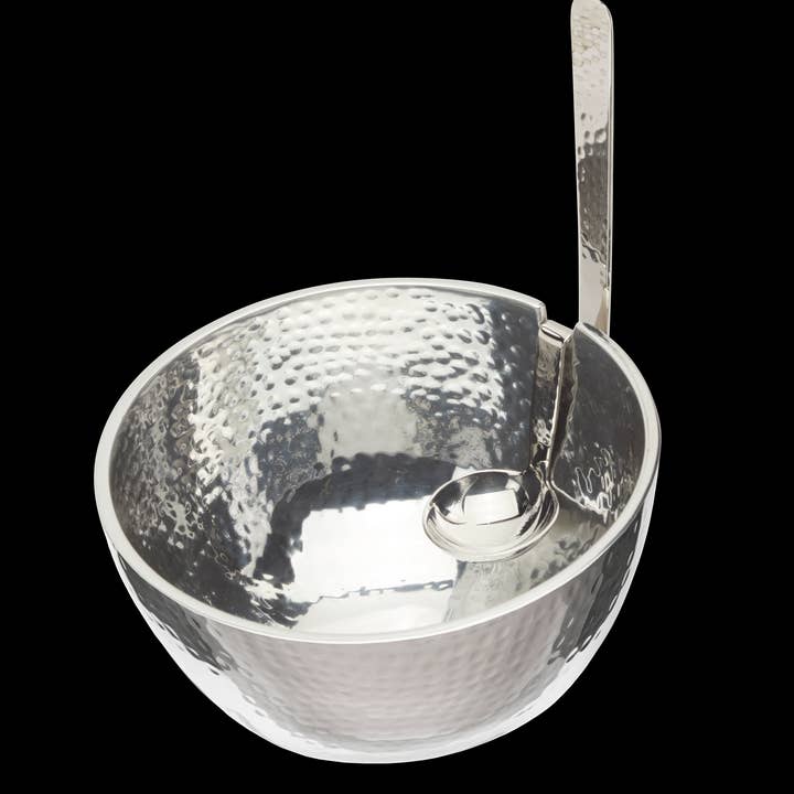Bol Benzy martelé avec cuillère - EXTÉRIEUR ARGENT BRILLANT pour la vente par Inspired Generations