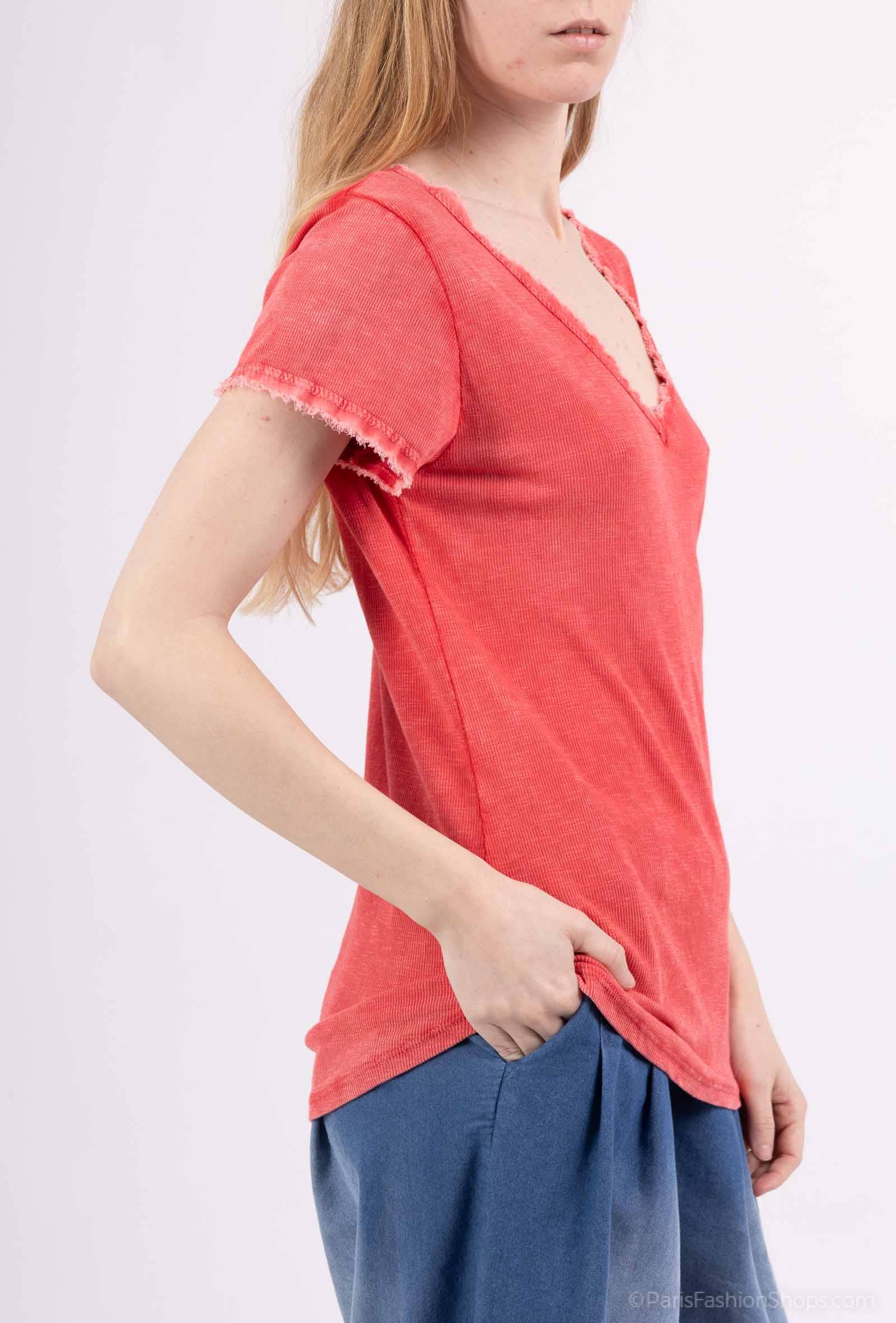 Pépouz' Paris - Wholesale T-Shirt - Women's - Washed cotton short-sleeve T-shirt PT250415