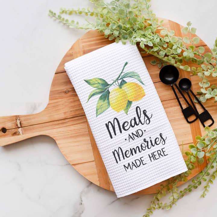 Canary Road - Wholesale Tea Towel - Meals & Memories Kitchen Towel, Lemon Dish Towel, Tea Towel1