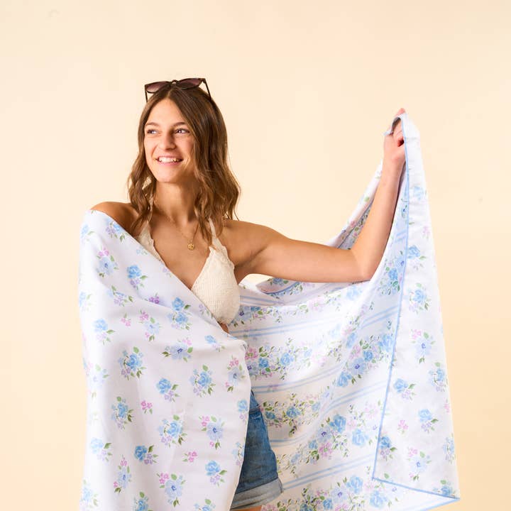 The Darling Effect - Wholesale Beach Towel - XL Quick-Dry Beach Towel-Petal Parade Blue1