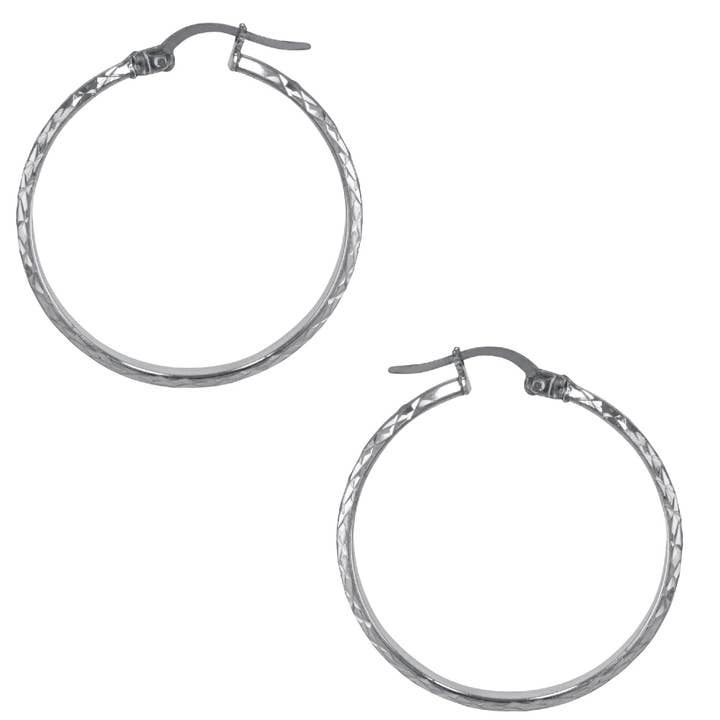 Sterling sølv 3X30mm halv Rnd Tub DC runde Hoop Øreringe for engroshandel hos Luxe on Main LLC