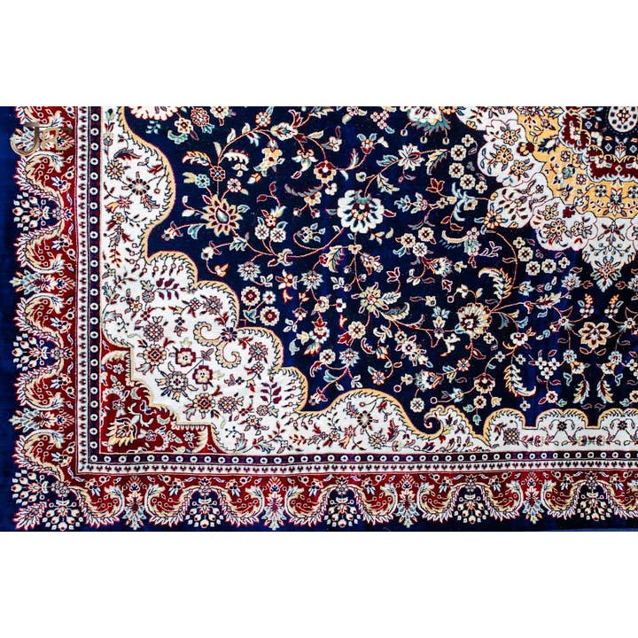 Blue Floral Silky Area Teppich, leicht, waschbar für den Großhandel von JRE Home Decor