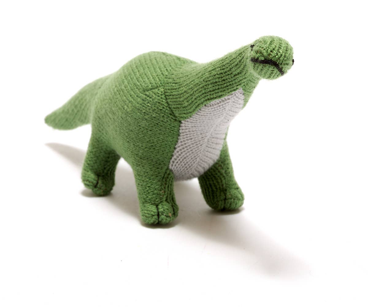 Best Years Ltd – wholesale Handheld rattle – Baby – Knitted Green Titanosaur Dinosaur Baby Rattle Soft Toy0