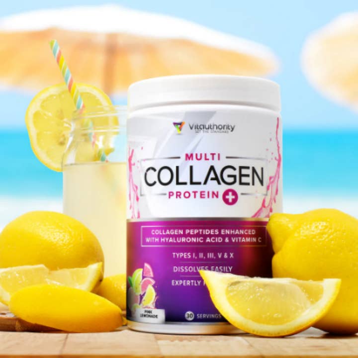 Vitauthority - Wholesale Voedingssupplement/vitamine - Multi-Collageen Eiwitpoeder: Roze Limonade, Huidhydratatie4