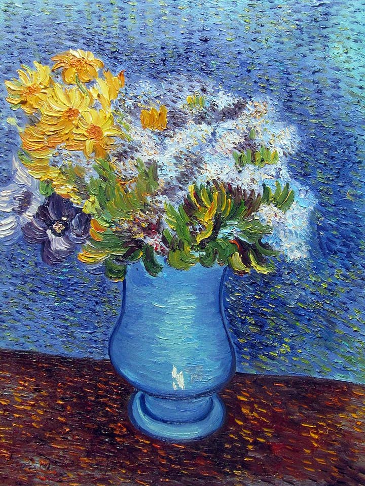 Vase with Lilacs, Daisies and Anemones for wholesale by La Pastiche