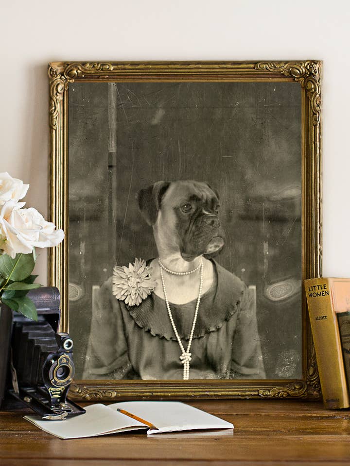 Boxer Lady Dog Print for wholesale by The Wild Oddisorium