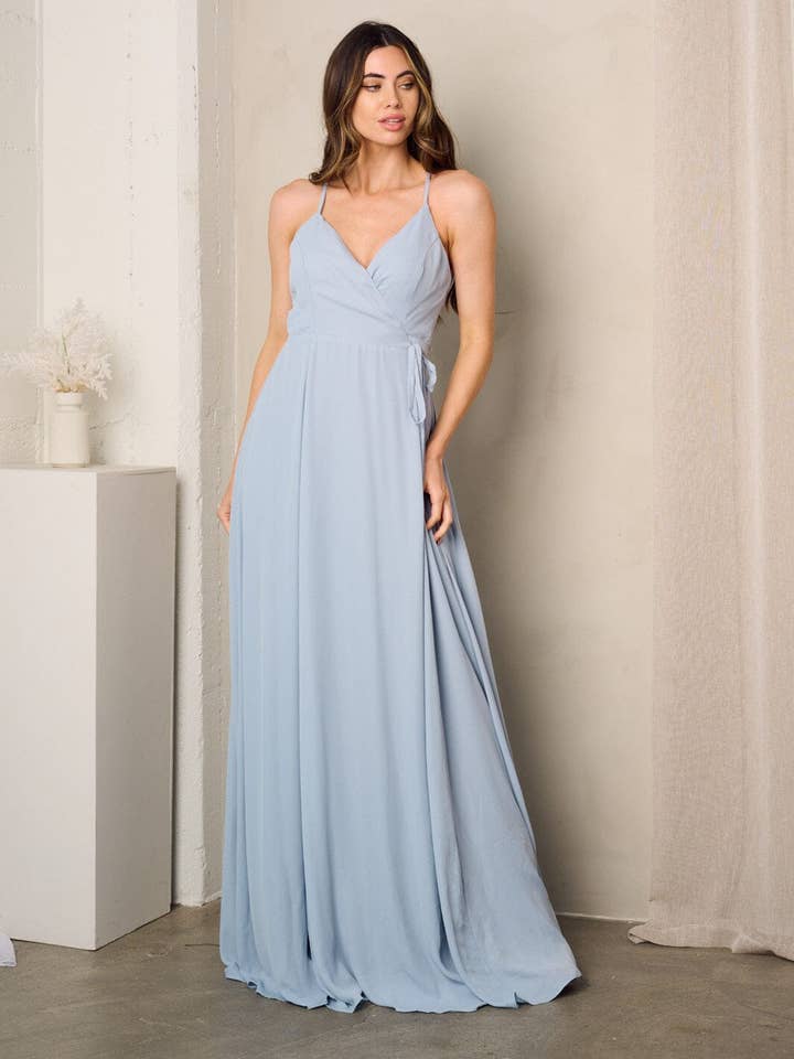 IWT Brands - Wholesale Dress - Women's - RD2008 - SLEEVELESS SURPLICE SELF TIE MAXI DRESS*