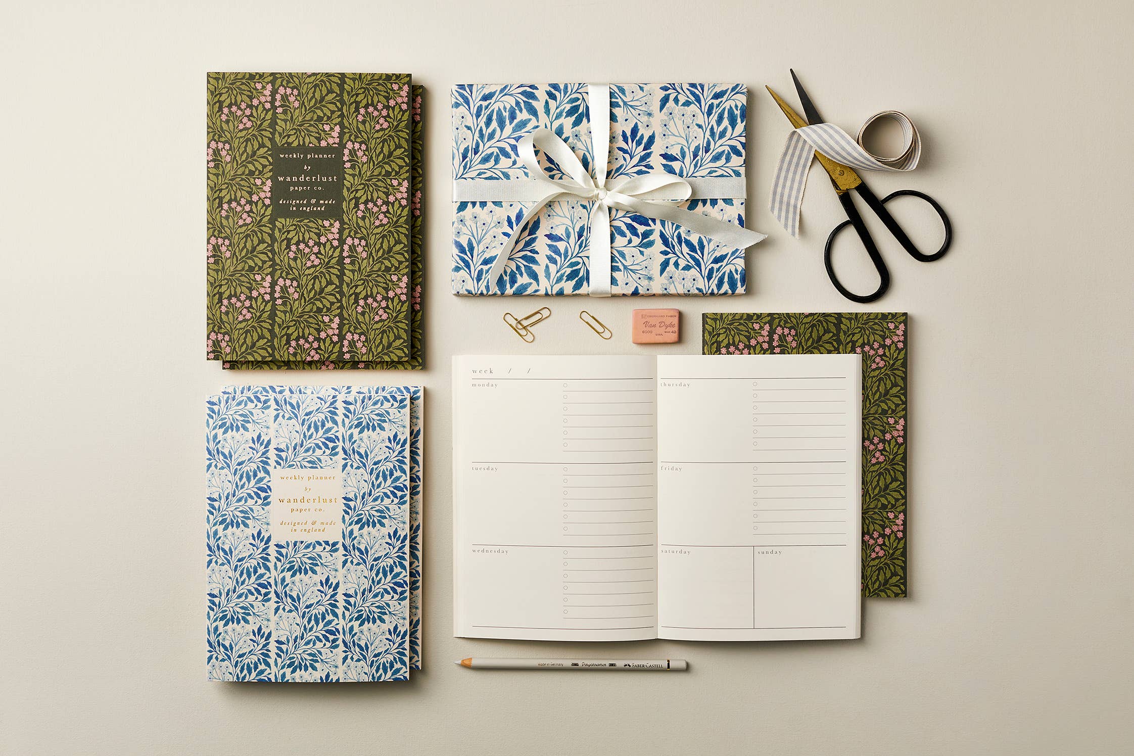 Wanderlust Paper Co - Wholesale Planner - Green Flora Weekly Planner5