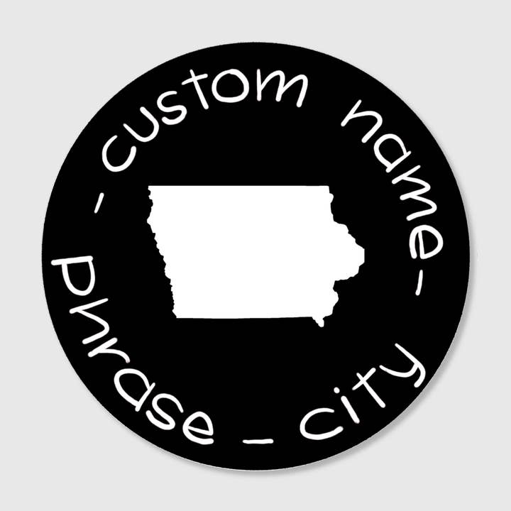 Iowa - Name Drop Sticker for wholesale by Black Loon Studio
