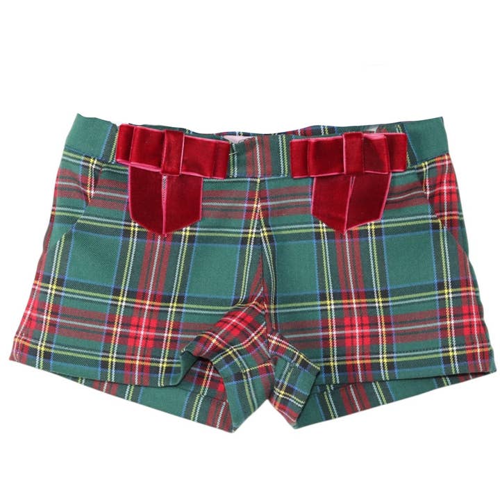 25653 Green tartan shorts for wholesale by Phi Clothing