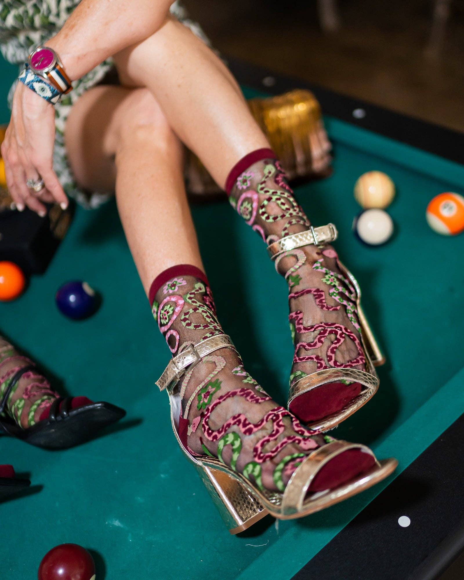 Sock Candy - Wholesale Socks - Women's - Serpentine Floral Black Sheer Crew Sock3