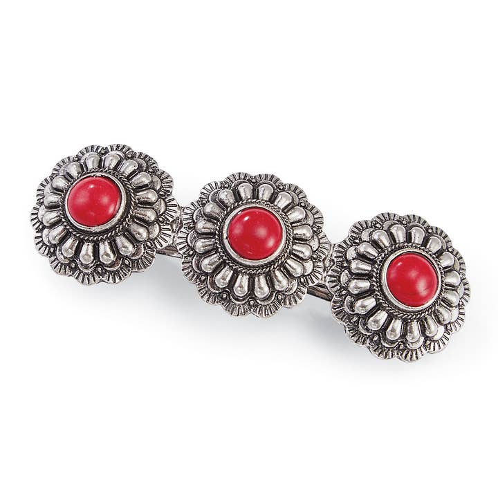 Red Stone Hair Barrette for wholesale by Back in the Saddle