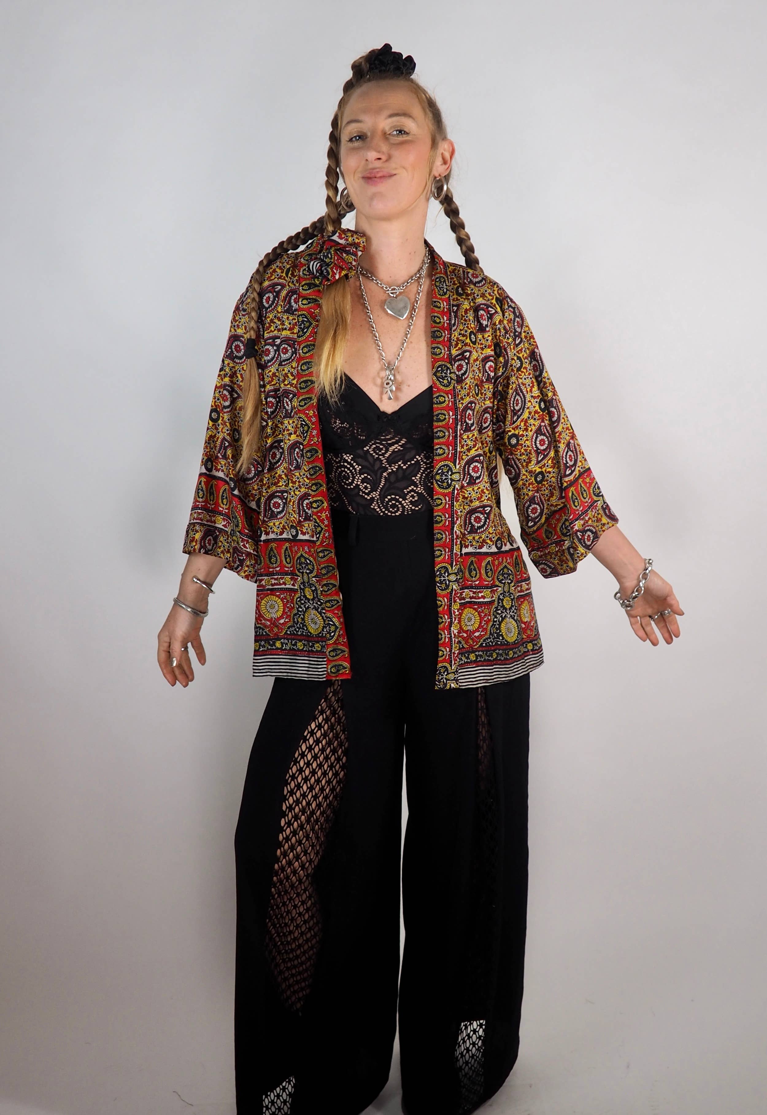 Vagabond Ibiza - Wholesale Kimono - Women's - The Kardash Kimono Short – Up-cycled Vintage Sari Kimono 3