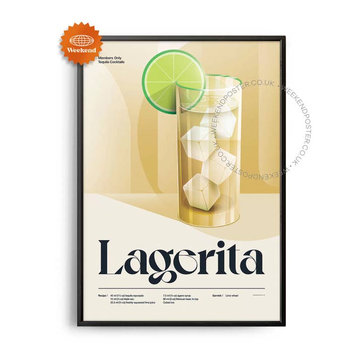 Affiche de cocktail Lagerita rétro du milieu du siècle pour la vente par Weekend Concept