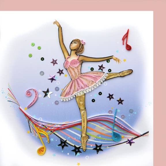 Ballet dancer quilling card, handmade card, paper card PE-26 for wholesale by YoderDo Quilling Greeting Cards