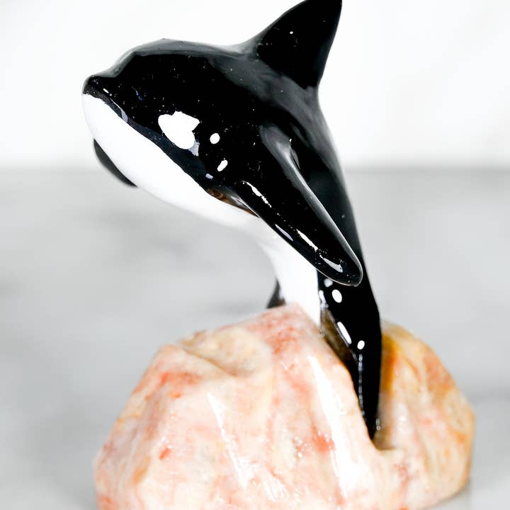 Marble Orca Leaping 4'' for wholesale by SS handcrafted Art