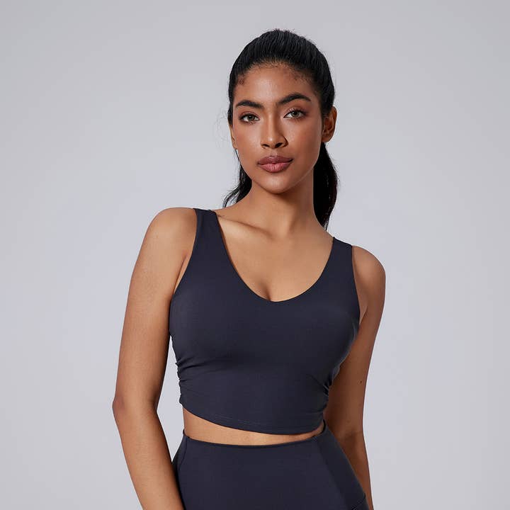 Sodalemon - Wholesale Athletic Top - Women's - Women Open-Back Yoga Bra Waist-Cinching Workout Tank Top