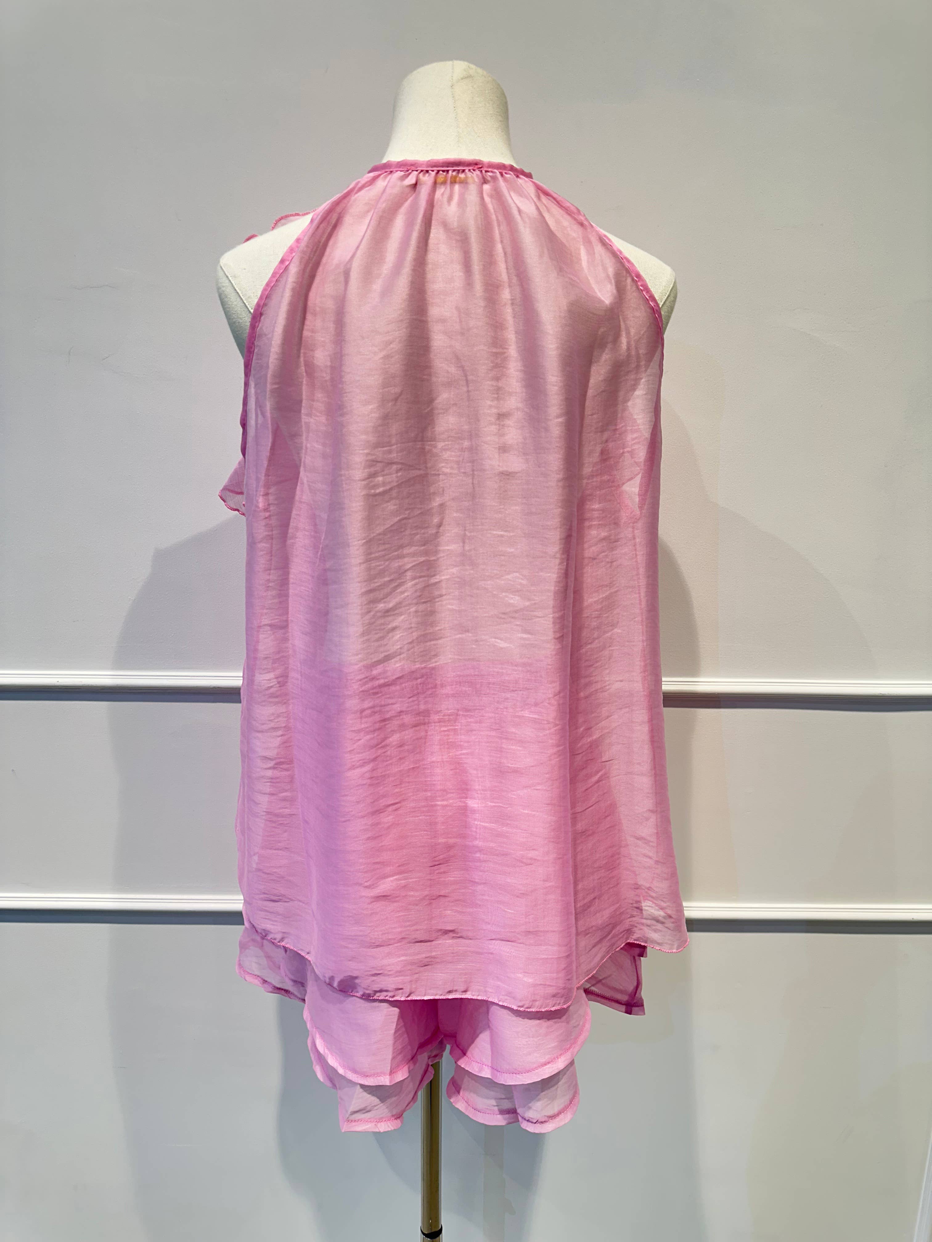 AMARIA - Vente Ensemble haut et short (PAS d'intérieur) - Femme - Ensemble Voile à Volants –Top Fluide & Short 767367486