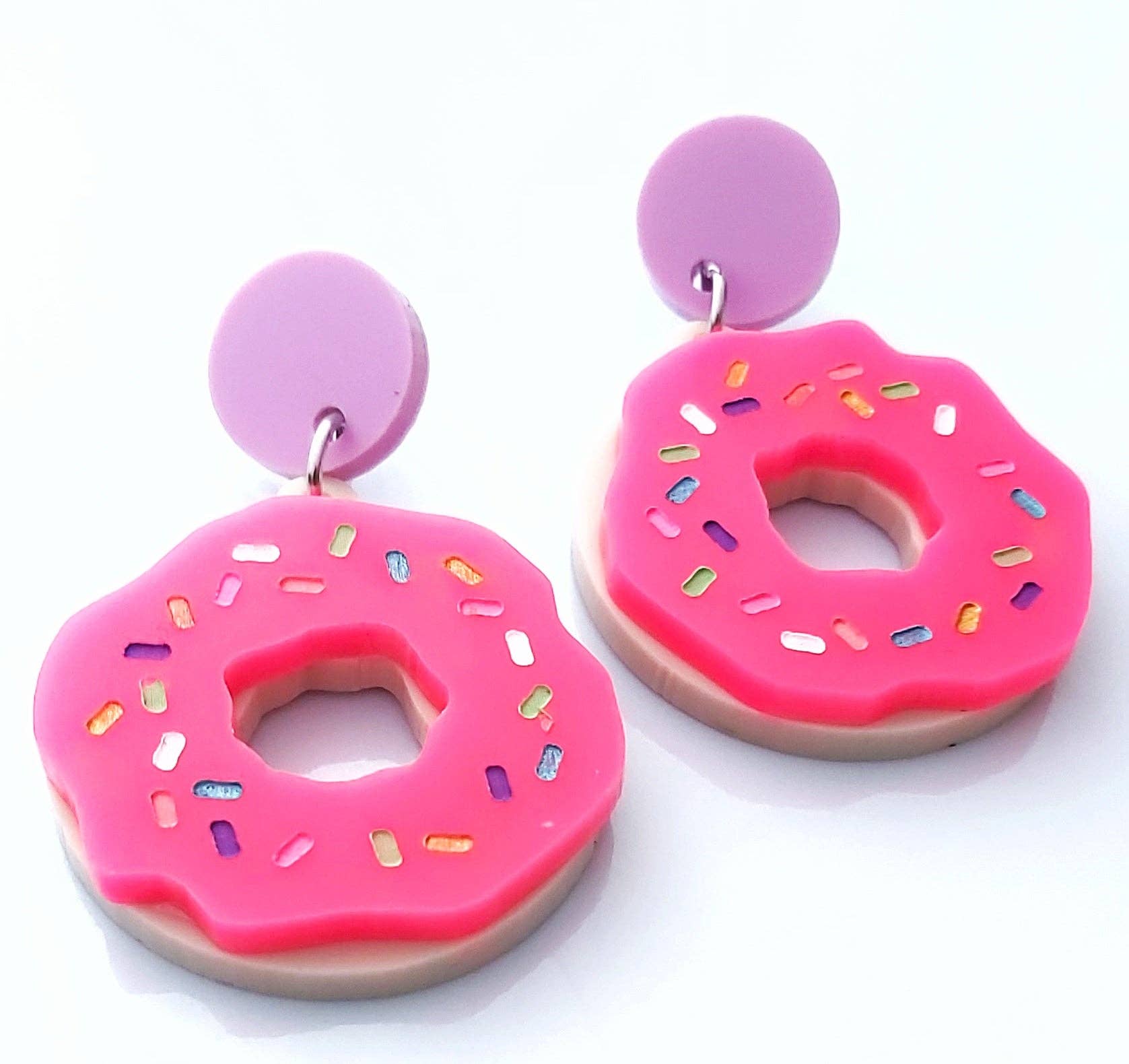 Eclectic Hippo - Wholesale Dangle earrings - PINK ICED DONUT DANGLES