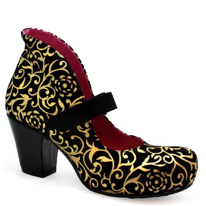 Stylo - Chaussure à talon Scroll noire pour la vente par Chanii B