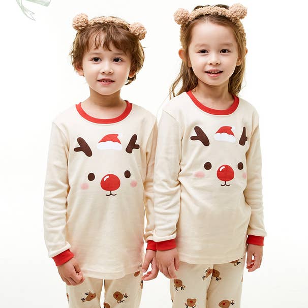 Pijama navideño de manga larga y pantalones para niños pequeños para venta al por mayor de peekaboo