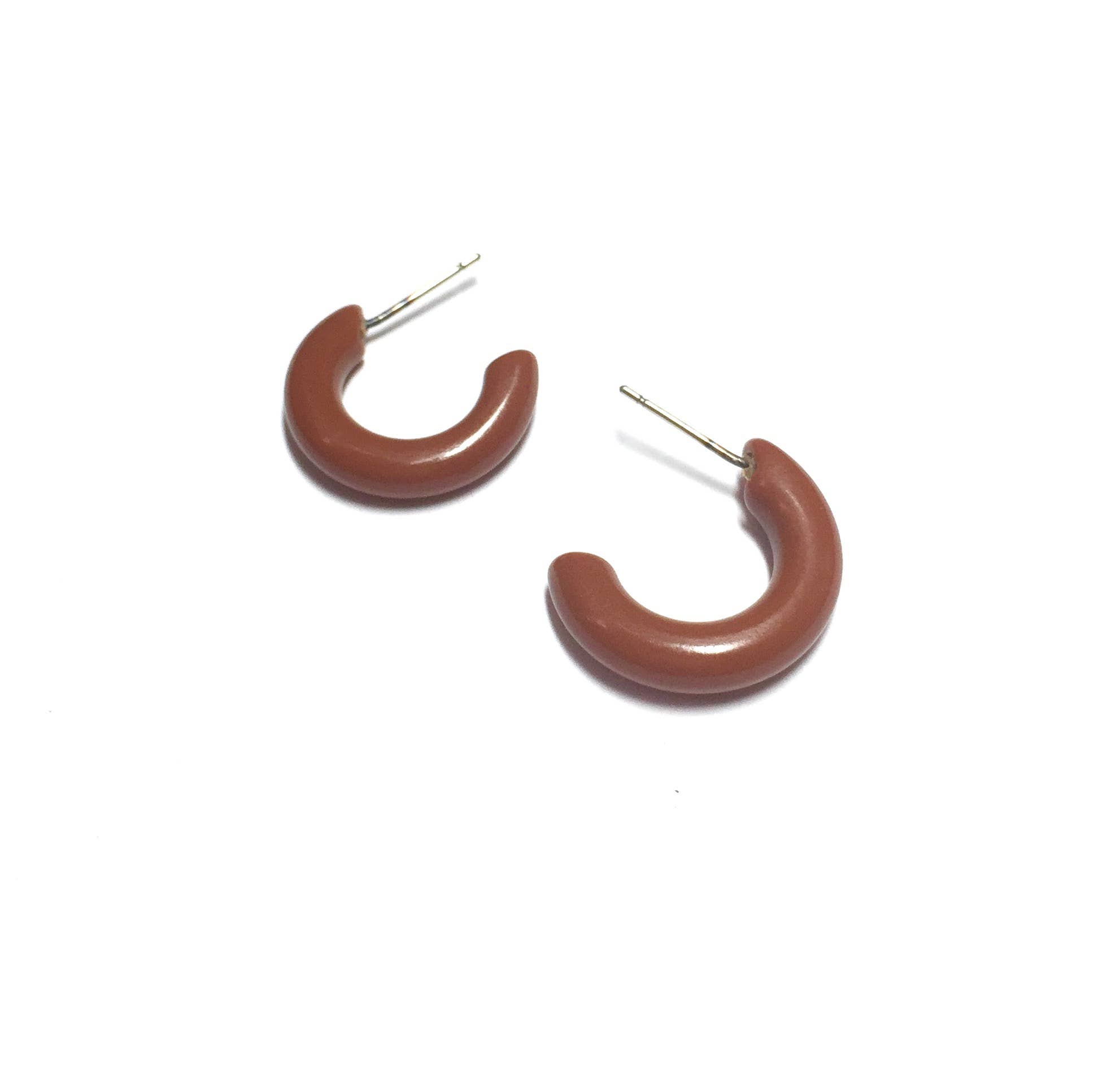 Leetie Lovendale - Wholesale Hoop Earrings - Caramel Brown Tiny Secretary Hoop Earrings2