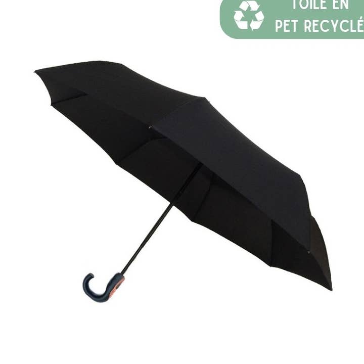 Faltbarer Herren-Regenschirm mit umweltfreundlichem Gummigriff - Recyceltes PET für den Großhandel von SMATI
