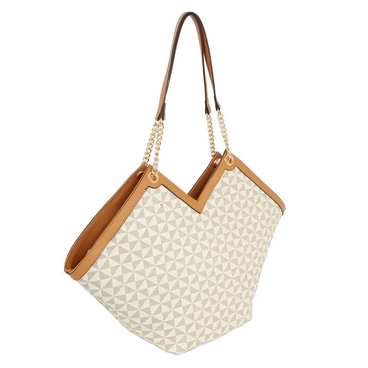 Sac à bandoulière géométrique à carreaux diamant beige tote pour la vente par PinktownUSA
