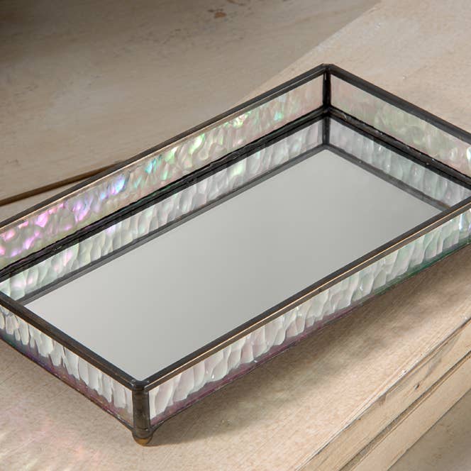 J Devlin Glass Art & Bert Anderson Collection - Wholesale Jewelry Dish - Small Glass Vanity Tray For Jewelry By J Devlin | Tra 101