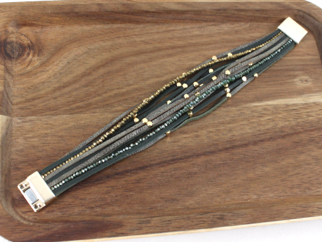 Pretty Persuasions - Wholesale Bangle Bracelet - B25241 Multi-String Magnetic Closure Leather Bracelet7