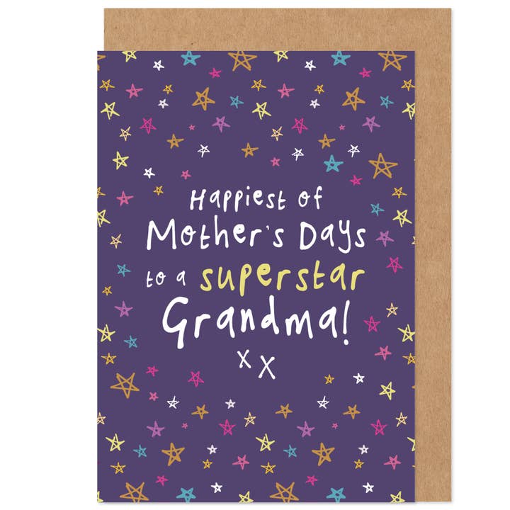 Superster Oma Moederdagkaart - Sterren, Hemels, Lucht voor wholesale door Bow & Bell